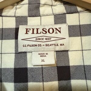 Filson‎ Women's XL Black Ivory Plaid Flannel Button Down Long Sleeve Top